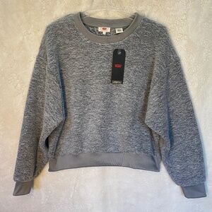 Levi's fuzzy faux fur sweatshirt, gray, size medium